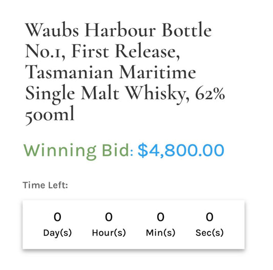 Bottle #1 sold at auction for $4800 for Great Southern Reef Foundation!
